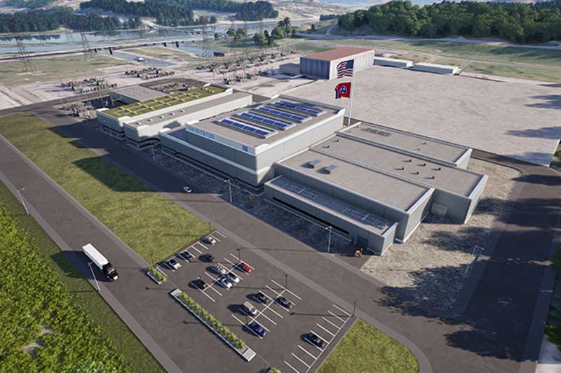 Illustrative rendering of the exterior of the Infinity Two fusion power plant planned for deployment at TVA’s Bull Run Energy Complex in Clinton, Tennessee.