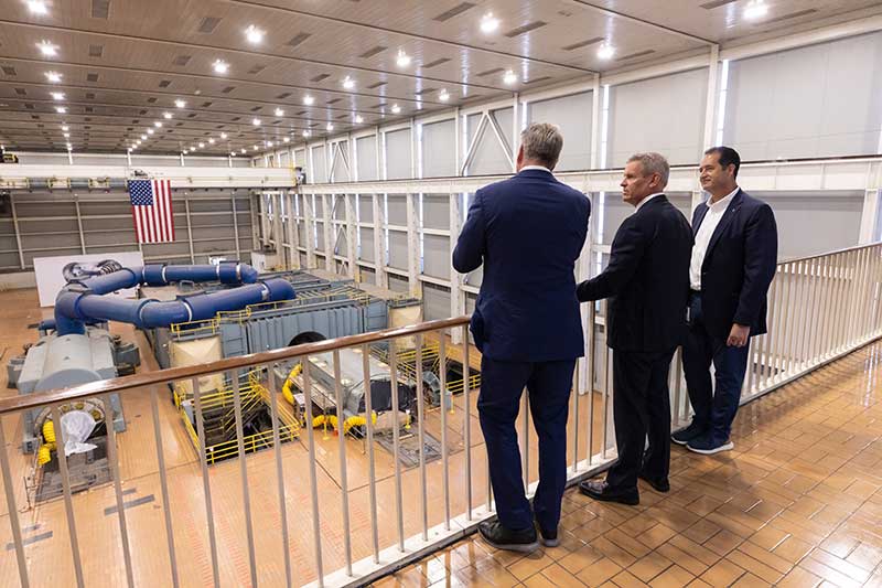 From left, Type One Energy CEO Chris Mowry, Tennessee Gov. Bill Lee and TVA President and CEO Don Moul at the Bull Run Energy Complex in Clinton, Tennessee.