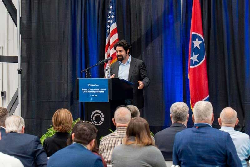 Mike Laufer, Kairos Power CEO and co-founder, speaking at the groundbreaking event