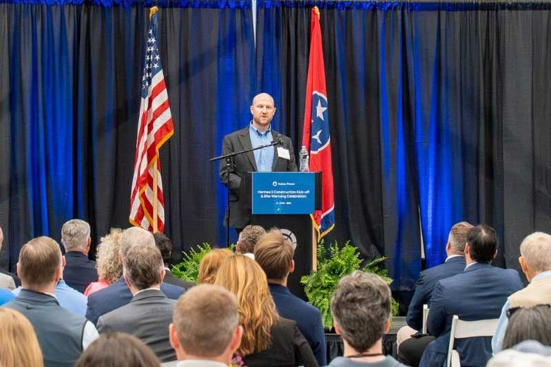 TVA Chief Nuclear Officer Matt Rasmussen speaking at groundbreaking event