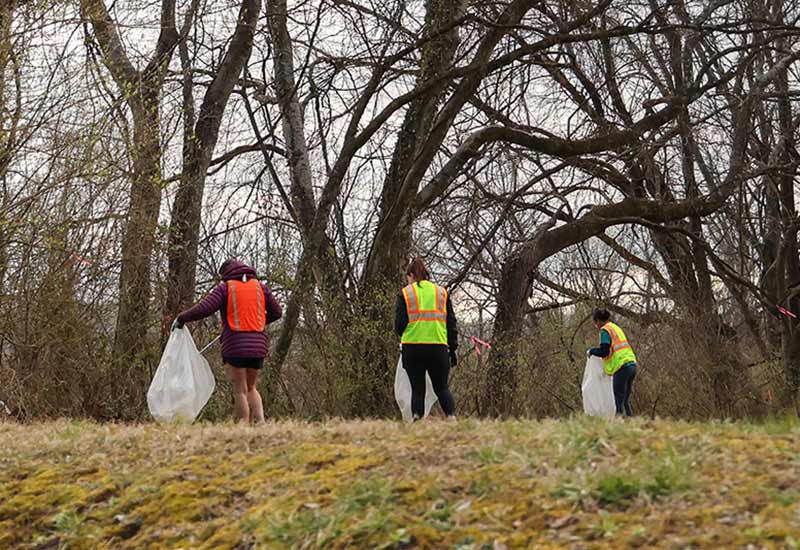 Volunteers at a trail clean up